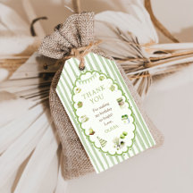 Grüne Matcha-Streifen Geburtstags-Geschenkanhänger