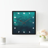 Grüne Mattierte Glastextur Quadratische Wanduhr (Zuhause)