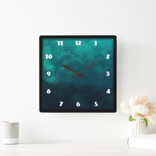 Grüne Mattierte Glastextur Quadratische Wanduhr (Zuhause)