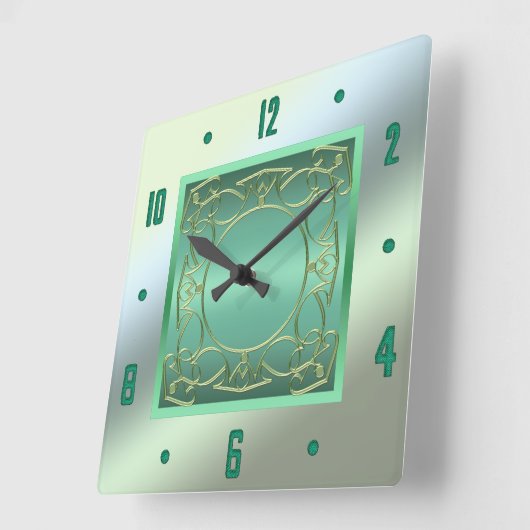 Grüne Mauer Quadratische Wanduhr (Winkel)