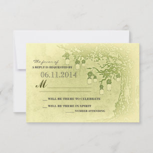 Grüne Maurerkirschen Baum rustikale Hochzeitskarte RSVP Karte