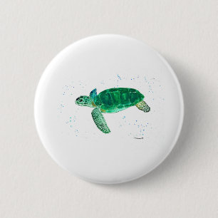 Grüne Meeresschildkröte Aquarell Küstentropische O Button