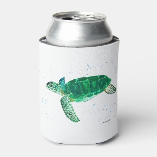 Grüne Meeresschildkröte Aquarell Küstentropische O Dosenkühler (Kanne Vorderseite)