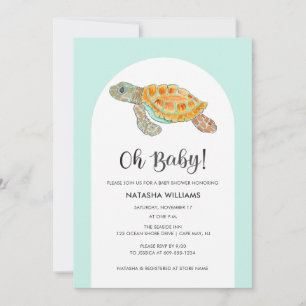 Grüne Meeresschildkröte Baby Shower Mintgrün Einladung