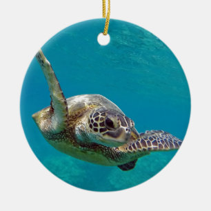 Grüne Meeresschildkröte Hawaiis - Honu Keramik Ornament