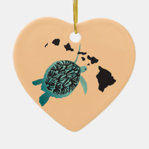 Grüne Meeresschildkröte Hawaiis und Hawaii-Insel Keramik Ornament