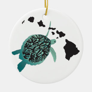 Grüne Meeresschildkröte Hawaiis und Hawaii-Inseln Keramikornament