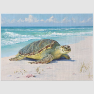 Grüne Meeresschildkröte Strand Decoupage Seidenpapier