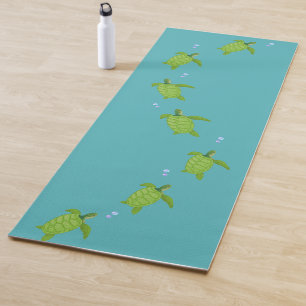 Grüne Meeresschildkröten auf Türkisblauer Yoga-Mat Yogamatte