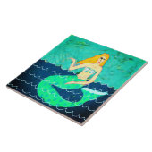 Grüne Meerjungfrau Abstrakte Malerei Fliese (Seite)