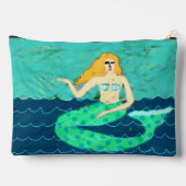 Grüne Meerjungfrau Abstrakte Malerei Zubehörtasche (Rückseite)