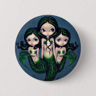 "Grüne Meerjungfrau-Dreiergruppe-" Knopf Button