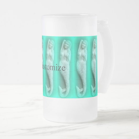 Grüne Meerjungfrau Mattglas Bierglas (VorderseiteRechts)