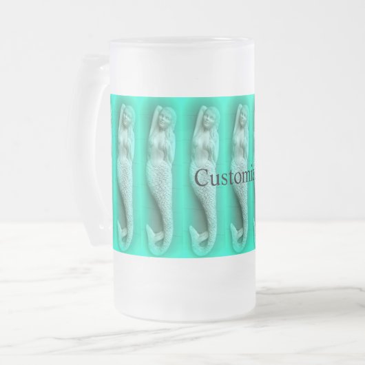 Grüne Meerjungfrau Mattglas Bierglas (Vorderseite Links)