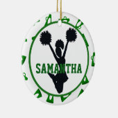 Grüne Megaphone und Cheerleader personalisiert Keramik Ornament (Rechts)