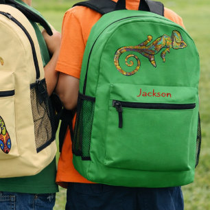 Grüne, mehrfarbige Gemusterte Lizard Bedruckter Rucksack