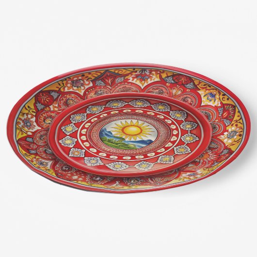 Grüne Melaminpapierplatte Pappteller (Schrägansicht)