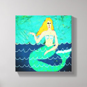 Grüne Mermaid Abstrakte Digitaldrucke Leinwanddruck