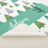 Grüne Merry Tree Wasserfarbe Mit Monogramm Sherpadecke (3/4)