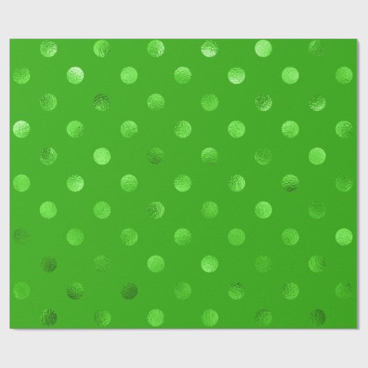 Grüne metallische Imitat Foil Polka Dot Hintergrun Geschenkpapier (Flach)