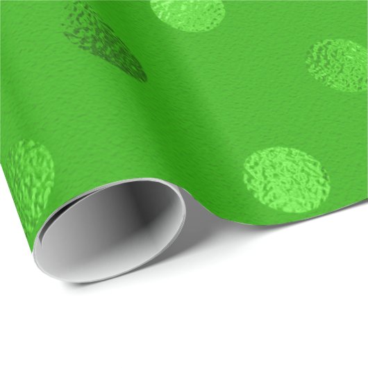 Grüne metallische Imitat Foil Polka Dot Hintergrun Geschenkpapier (Rolleneckpunkt)