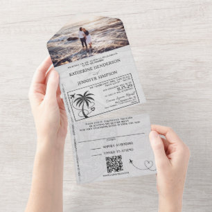 Grüne Mexiko-Pass-Hochzeit All In One Einladung