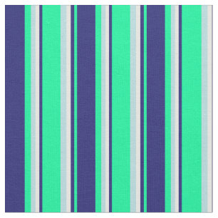 Grüne, Midnight Blue, White & Powder Blue Lines Stoff