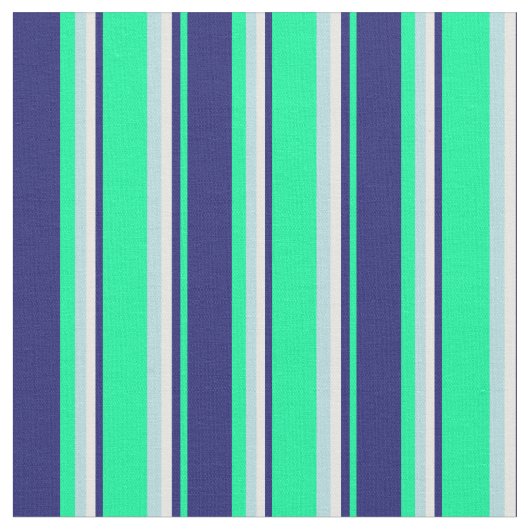 Grüne, Midnight Blue, White & Powder Blue Lines Stoff (Nahaufnahme)