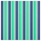 Grüne, Midnight Blue, White & Powder Blue Lines Stoff (Muster)