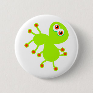 Grüne Mikrobe Button