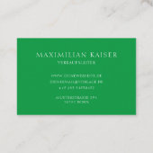 Grüne Minimal Monogramm Visitenkarte (Rückseite)
