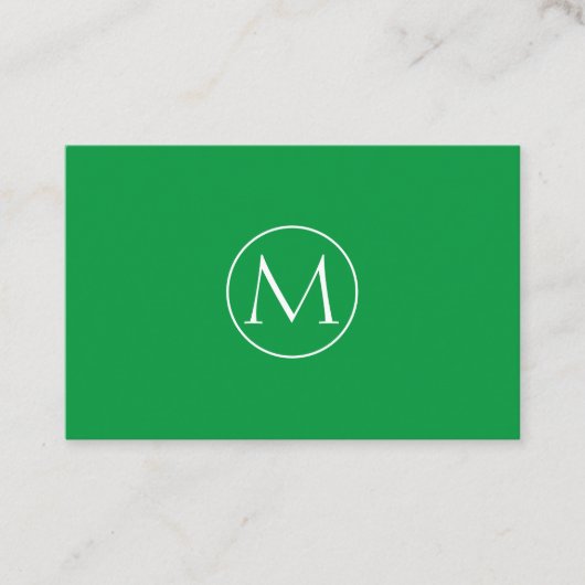 Grüne Minimal Monogramm Visitenkarte (Vorderseite)