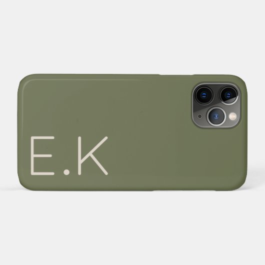 Grüne Minimal Personalisierte Anfangsmonogramm Case-Mate iPhone Hülle (Rückseite (Horizontal))
