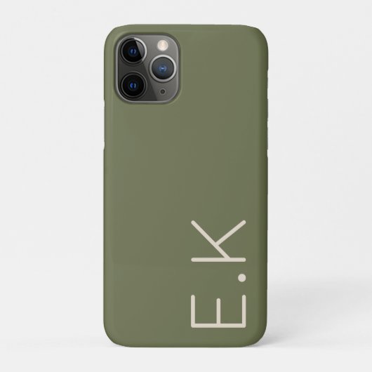 Grüne Minimal Personalisierte Anfangsmonogramm Case-Mate iPhone Hülle (Rückseite)