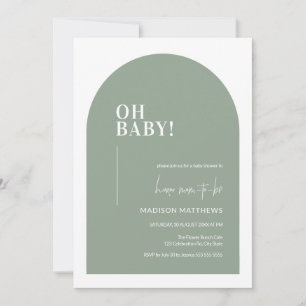 Grüne minimale Arch Oh Babydusche Einladung