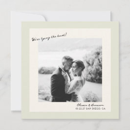 Grüne minimale Foto-Hochzeit - Rettet das Datum Einladung