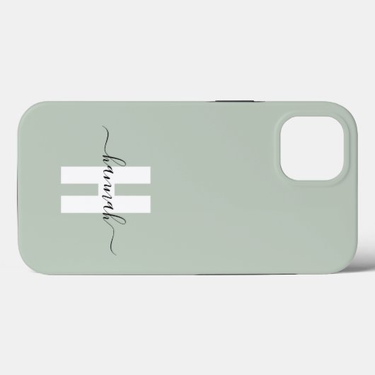 Grüne minimale Sage Modern Initial Monogram Case-Mate iPhone Hülle (Rückseite (Horizontal))