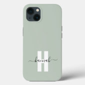 Grüne minimale Sage Modern Initial Monogram Case-Mate iPhone Hülle (Rückseite)