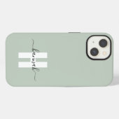 Grüne minimale Sage Modern Initial Monogram iPhone Hülle (Rückseite (Horizontal))