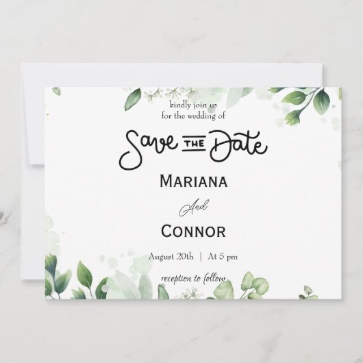 Grüne Minimale Save the Date Einladung (Vorderseite)