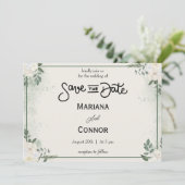 Grüne Minimale Save the Date Einladung (Stehend Vorderseite)
