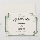 Grüne Minimale Save the Date Einladung (Vorne/Hinten)