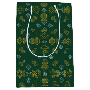 Grüne minimale tamilische Kolam-Pongal-Design Mittlere Geschenktüte