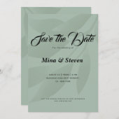 Grüne Minimalistische bohemianische botanische Veg Save The Date (Vorne/Hinten)