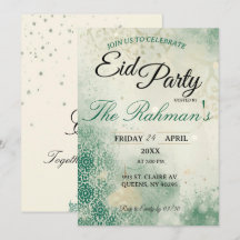 Grüne minimalistische elegante Eid-Party-Einladung