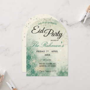 Grüne minimalistische elegante Eid-Party-Einladung Einladung