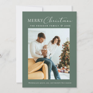 Grüne minimalistische Frohe Weihnachten Familienfo