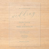 Grüne minimalistische Hochzeit in Kalligrafie Acryleinladungen (Vorderseite)