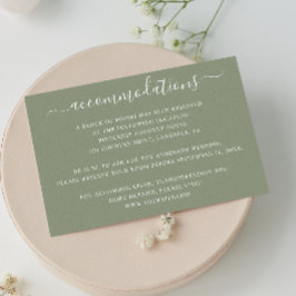 Grüne minimalistische Hochzeitsunterkünfte Begleitkarte