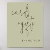 Grüne Minimalistische Karten und Geschenke-Zeichen Poster (Vorne)